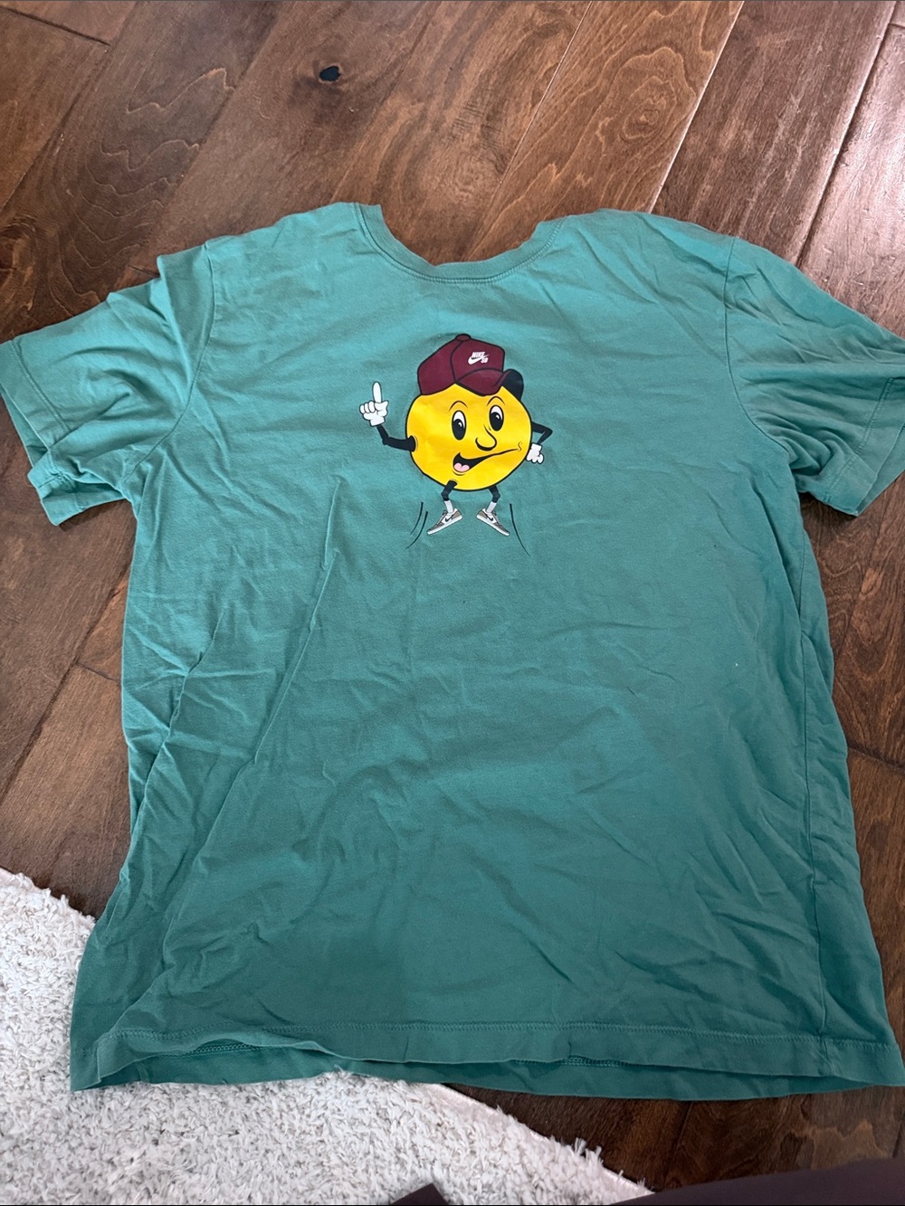 Nike Green Short Sleeve T-Shirt with Yellow Cartoon Logo